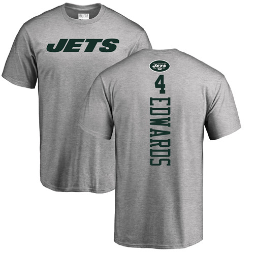New York Jets Men Ash Lac Edwards Backer NFL Football #4 T Shirt